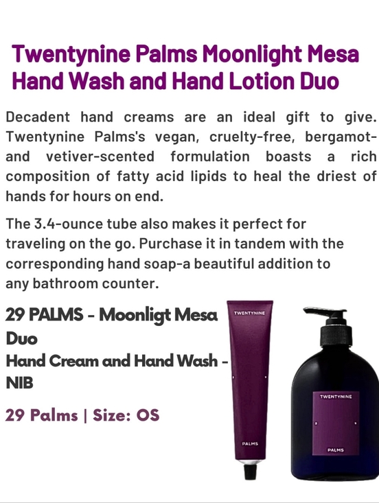 Twentynine 29 Palms Duo Skincare 2 Piece Set Lotion Hand Wash Spa Salon Products - Picture 2 of 3